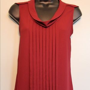 Mexx Maroon Blouse with Pleat Detail